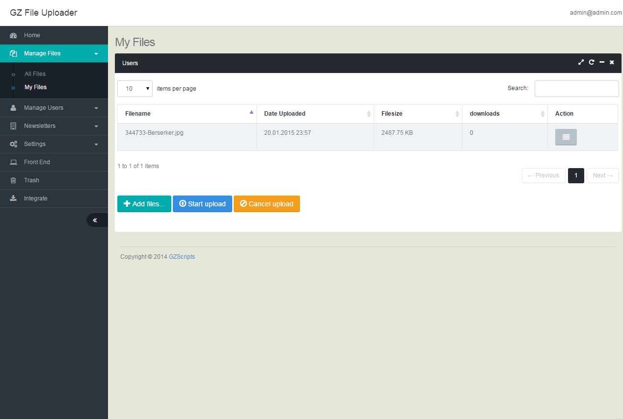PHP GZ File Uploader screenshot